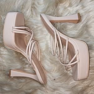 Sculpted heel platform sandals